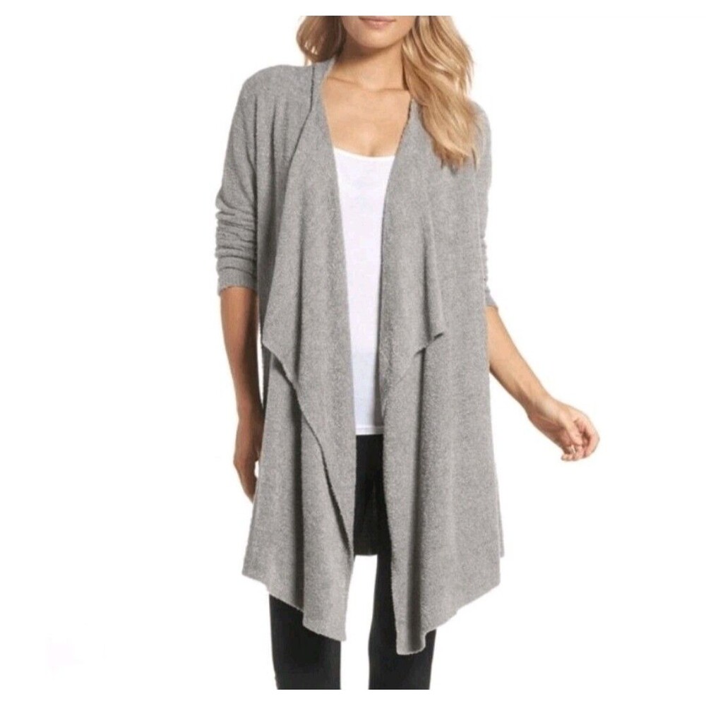 Barefoot Dreams Bamboo Chic Lite Super Soft Gray Cardigan Small/Med Retail $118